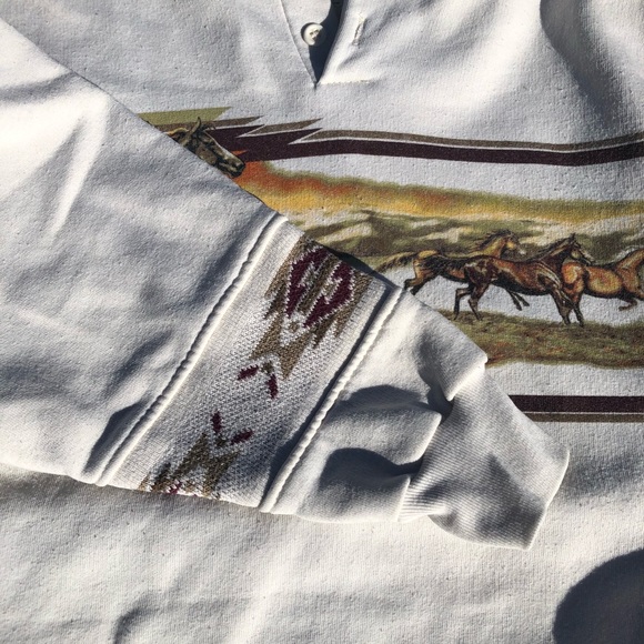 Vintage 90s Horses Aztec Print crewneck sweatshirt - Picture 2 of 4